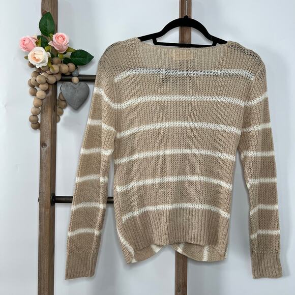 Dreamers‎ Long Sleeve Brown Cream V Neck Sweater Size Small - Picture 4 of 7